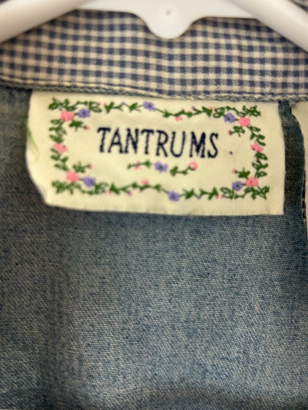 VTG Tantrums Cat Lady Jacket Embroidered Patch Denim Shirt Colorful Whimsical - Picture 4 of 7